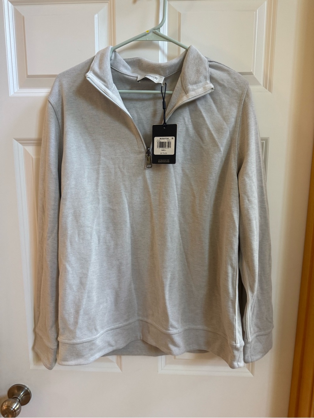 Bugachi Sugar Light Gray Quarter-Zip Men’s Sweater size large